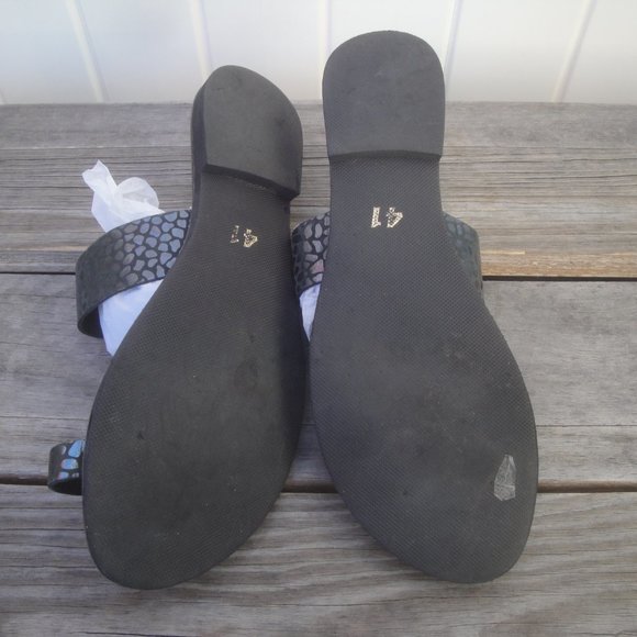 Gkavogiannis Sandals Made in Greece Flat Blue with toe ring Size 41=8-8.5 - Picture 3 of 5